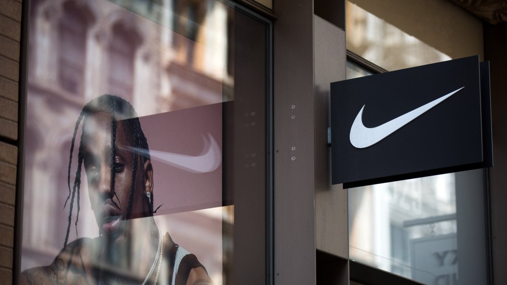 Image: The Nike 'swoosh' logo is displayed outside of the Nike SoHo store, June 15, 2017 in New York City. Nike announced plans on Thursday to cut about 2 percent of its global workforce.