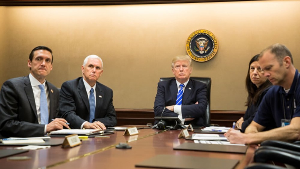 Image: President Donald Trump on a video teleconference in the Situation Room at the White House in Washington