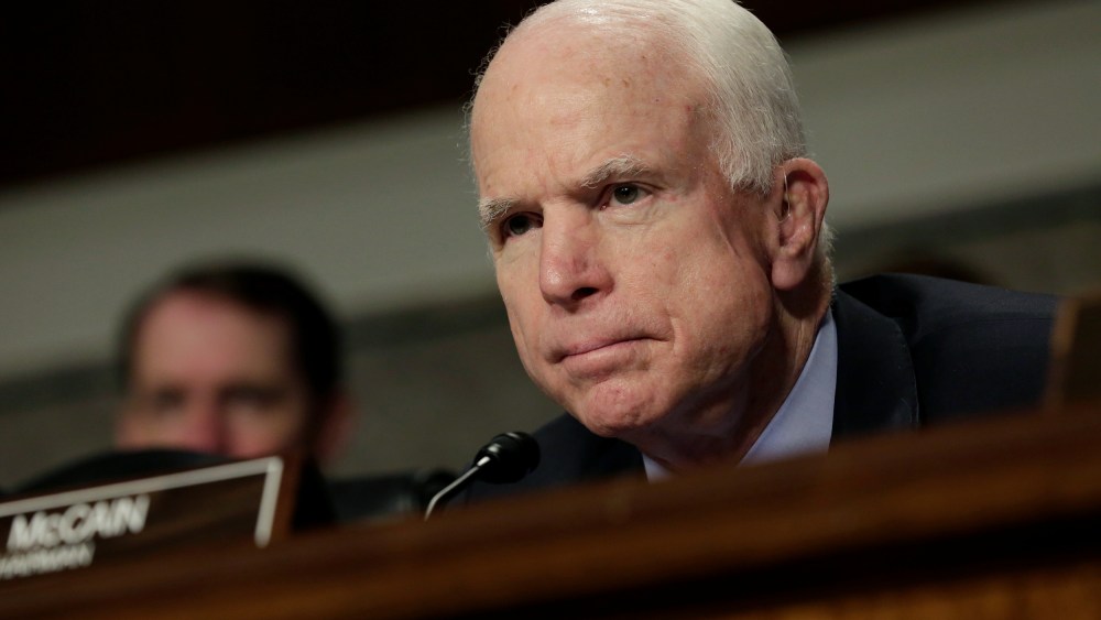 Image: Sen. John McCain attends the Senate Armed Services Committee hearing
