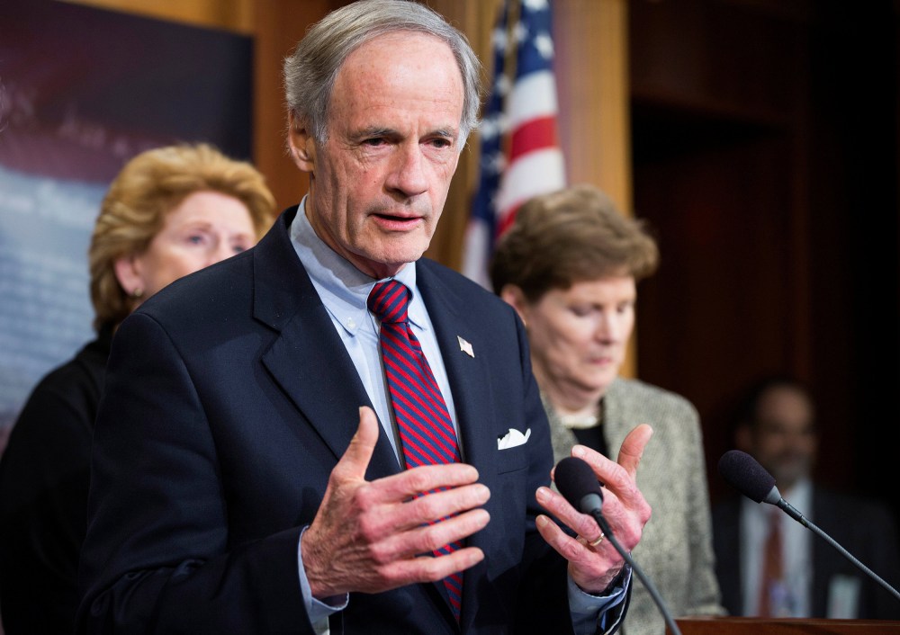 Image: Senator Carper (D-DE) speaks after vote on legislation for funding the Department of Homeland Security