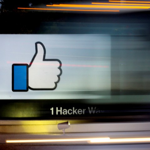 The entrance to Facebook's headquarters in Menlo Park, Calif.