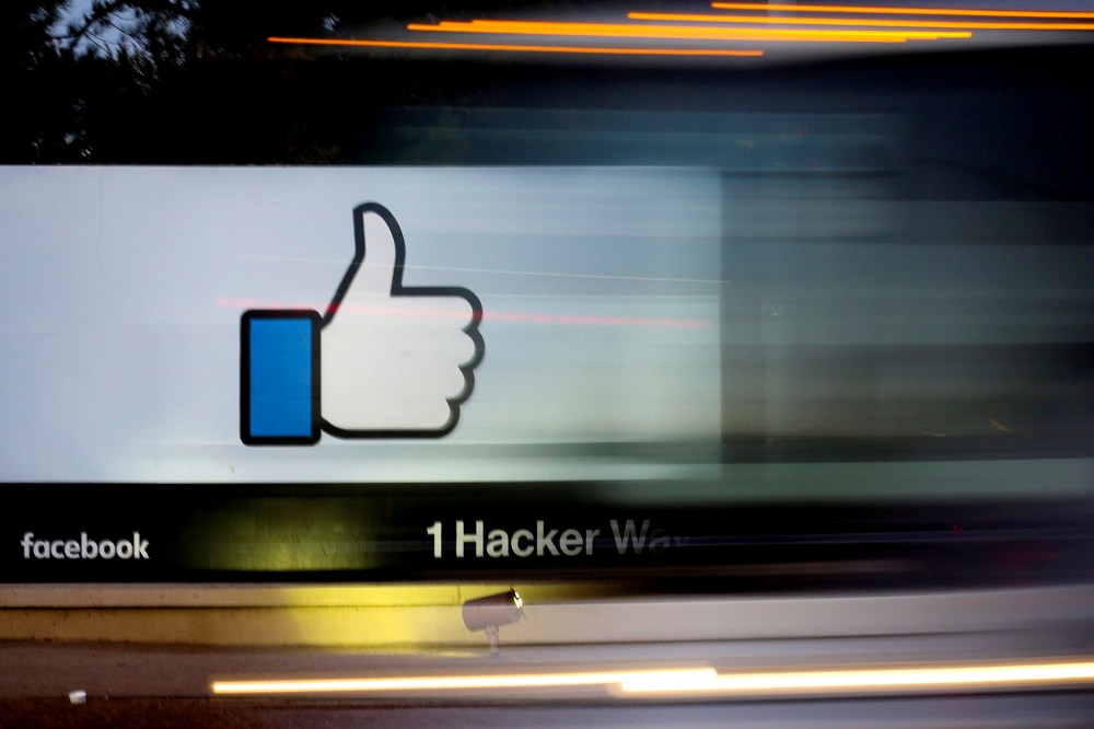 The entrance to Facebook's headquarters in Menlo Park, Calif.