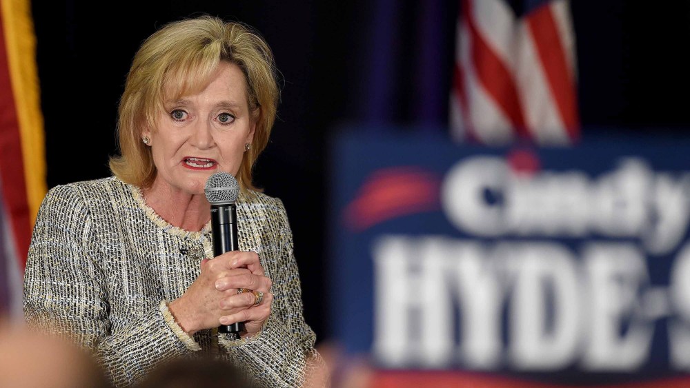 Senator Cindy Hyde-Smith talks to supporters in in Jackson, Mississippi, on Nov. 6, 2018.