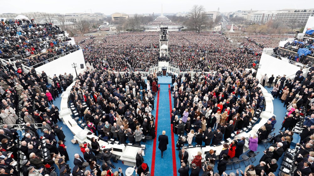 Image: Donald Trump arrives to be sworn in as the 45th President of the United States in Washington on Jan. 20, 2017.