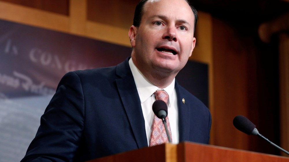 Image: Senator Mike Lee (R-UT) speaks after the senate voted on a resolution ending U.S. military support for the war in Yemen on Capitol Hill in Washington