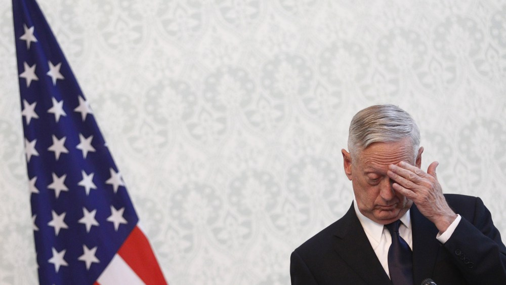 Image: Defense Secretary James Mattis during a joint press conference with Afghan President Ashraf Ghani and NATO Secretary General Jens Stoltenberg in Kabul