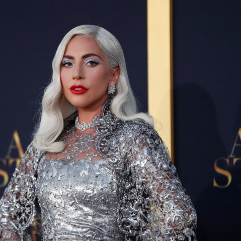 Image: Cast member Lady Gaga arrives for the premiere of the movie "A Star Is Born"? in Los Angeles, California