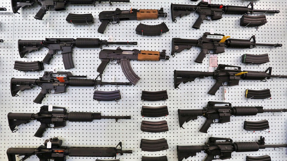 Image: Guns are displayed for sale at Dragonman's, an arms seller east of Colorado Springs