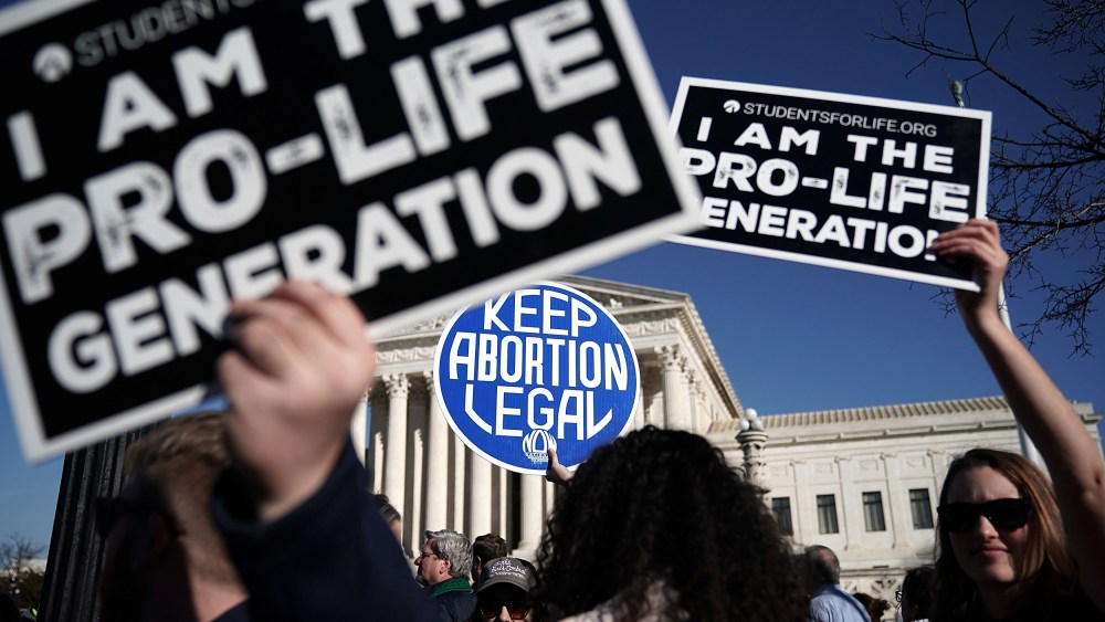 Image: Pro-life and pro-choice activists during the March for Life in front of the Supreme Court on Jan. 19, 2018.