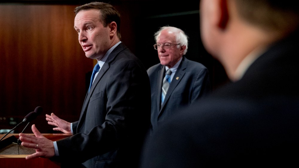 Image: Sen. Chris Murphy, D-Conn., speaks at a news conference on Capitol Hill on Jan. 30, 2019.