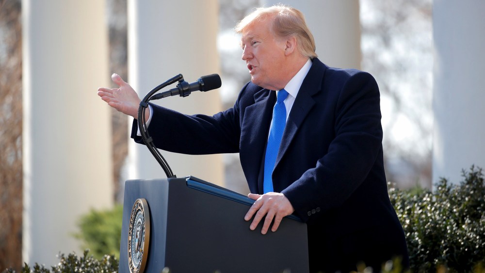 Image: U.S.  President Trump declares national emergency while speaking about southern border security at the White House in Washington