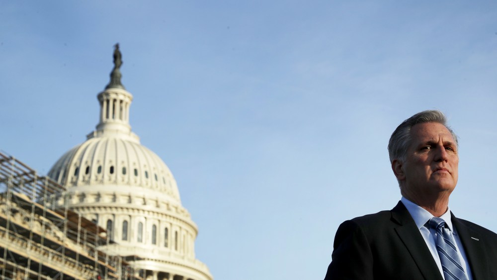 Image: House Minority Leader Kevin McCarthy, R-Calif., at a news conference near the Capitol on March 13, 2019.