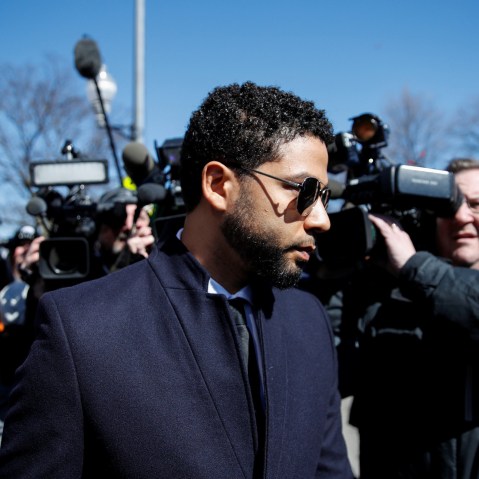 Image: Jussie Smollet leaves court after state prosecutors dropped charges against him in Chicago on March 26, 2019.
