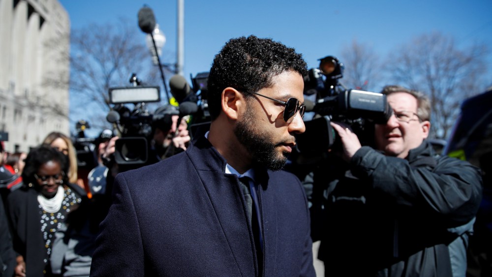 Image: Jussie Smollet leaves court after state prosecutors dropped charges against him in Chicago on March 26, 2019.