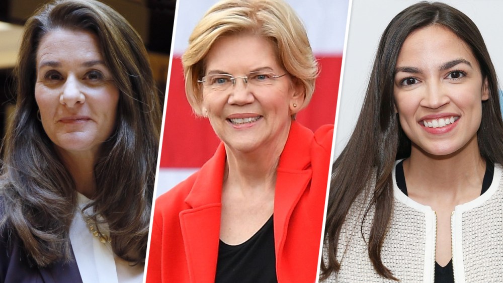 Image: Melinda Gates, Elizabeth. Warren and Alexandria Ocasio-Cortez