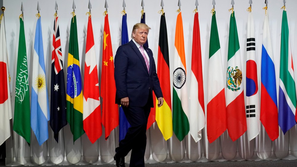 Image: President Donald Trump arrives at the G20 leaders summit in Osaka, Japan