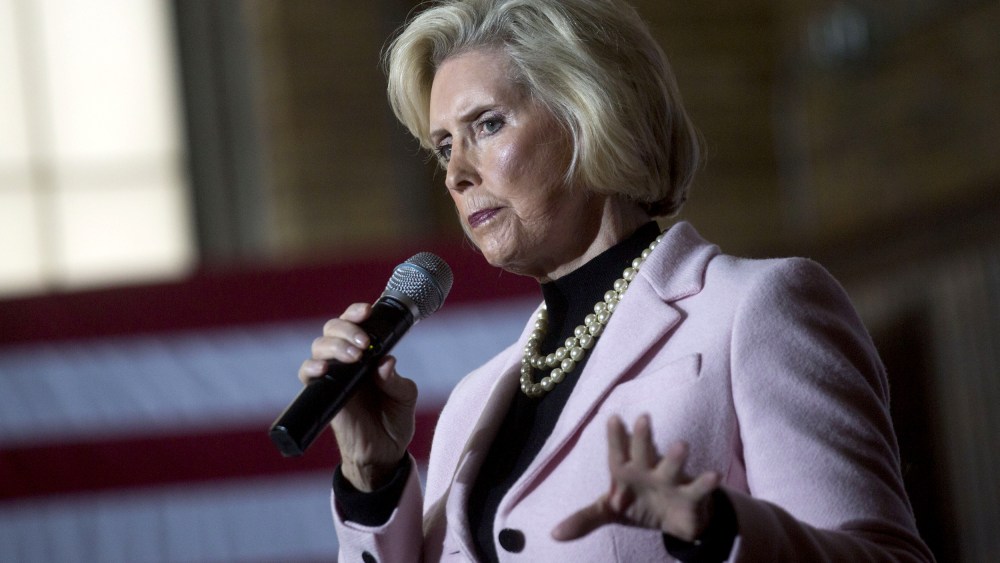 Image: Lilly Ledbetter speaks during a campaign rally for Hillary Clinton in Manchester, New Hampshire, on Feb. 5, 2016.
