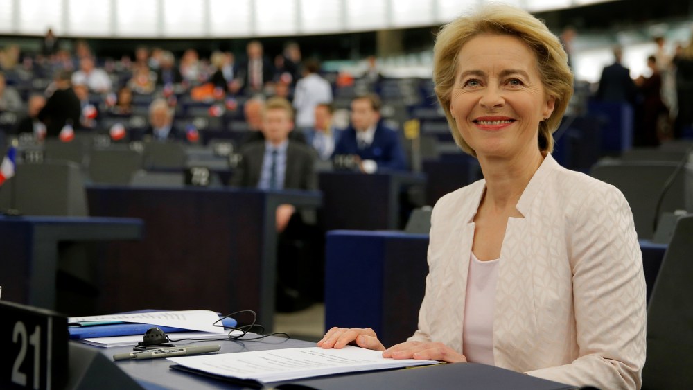Image: Designated European Commission President von der Leyen arrives to attend a debate on her election at the European Parliament in Strasbourg