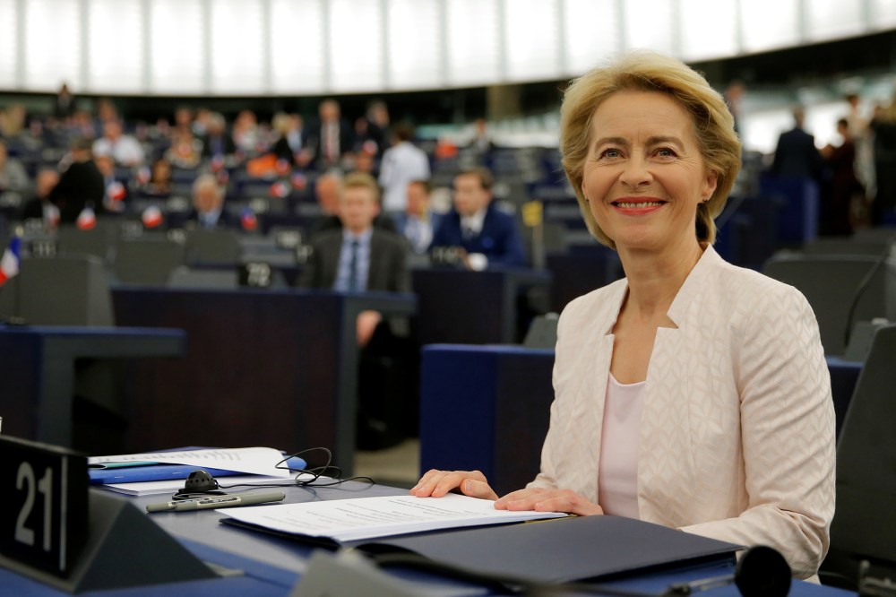 Image: Designated European Commission President von der Leyen arrives to attend a debate on her election at the European Parliament in Strasbourg