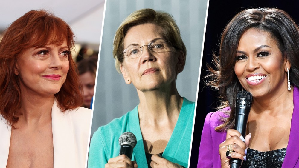 Image: Susan Sarandon, Elizabeth Warren and Michelle Obama.