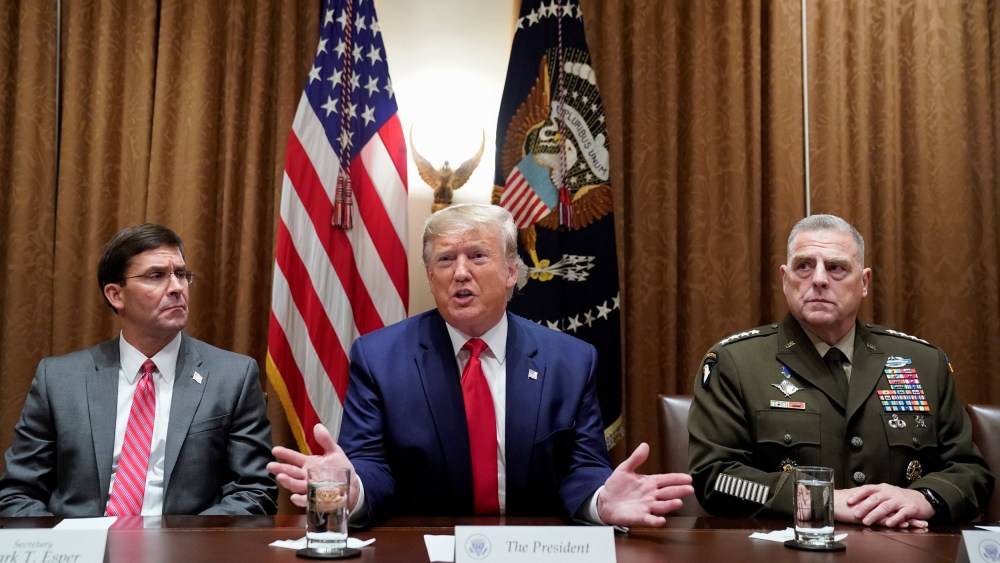 Image: Trump meets with senior military leaders at the White House in Washington