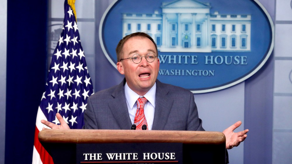 Image: Acting White House Chief of Staff Mulvaney addresses media briefing at the White House in Washington