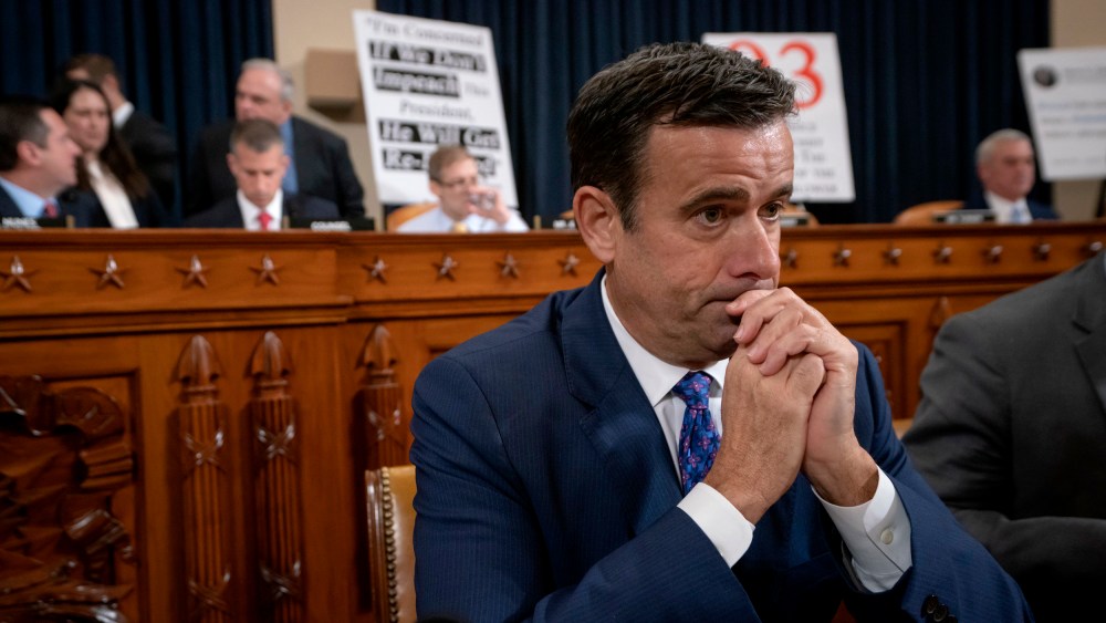 Image: Rep. John Ratcliffe, R-Texas, arrives for a House Intelligence Committee hearing on impeachment on Nov. 13, 2019.