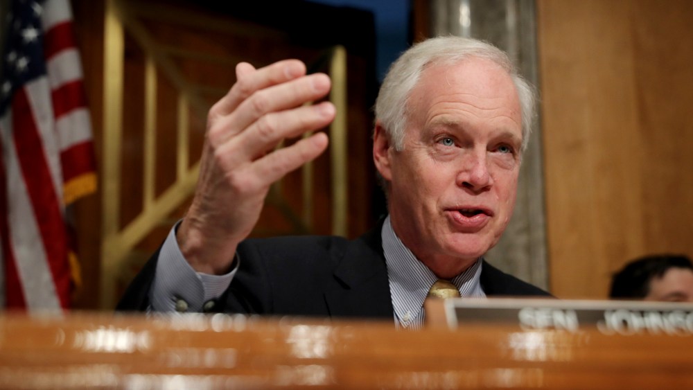 Image: Sen. Ron Johnson, R-WI, speaks at a hearing on Capitol Hill on Nov. 14, 2019.