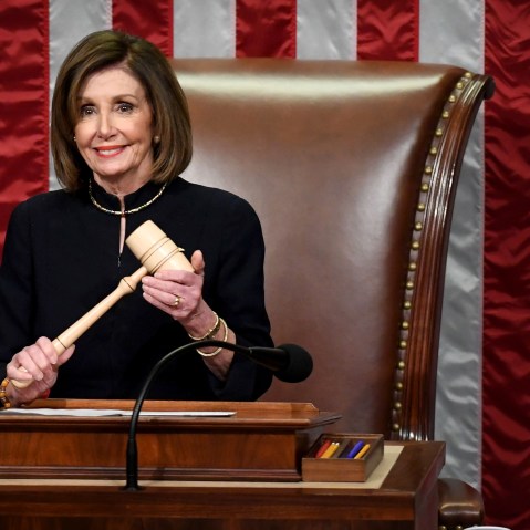 Image: House Speaker Nancy Pelosi presides over the vote for articles of impeachment against President Donald Trump at the Capitol on Dec. 18, 2019.