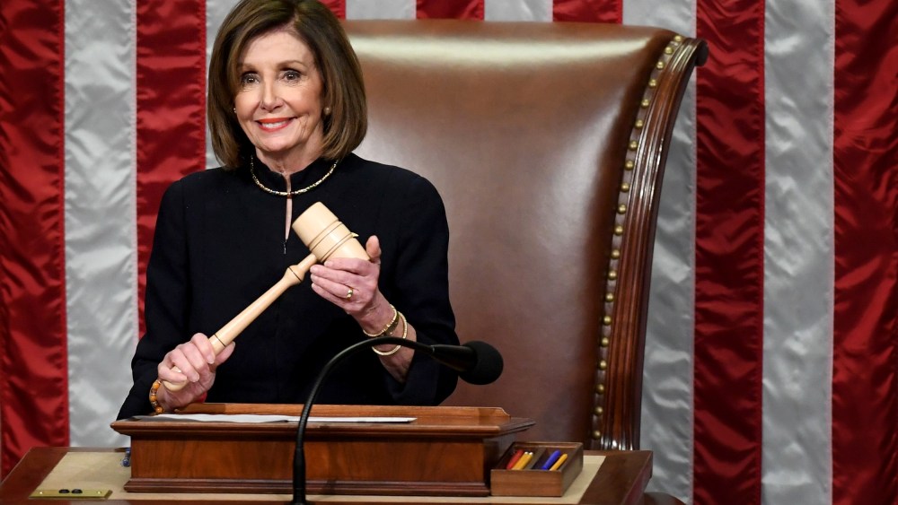 Image: House Speaker Nancy Pelosi presides over the vote for articles of impeachment against President Donald Trump at the Capitol on Dec. 18, 2019.