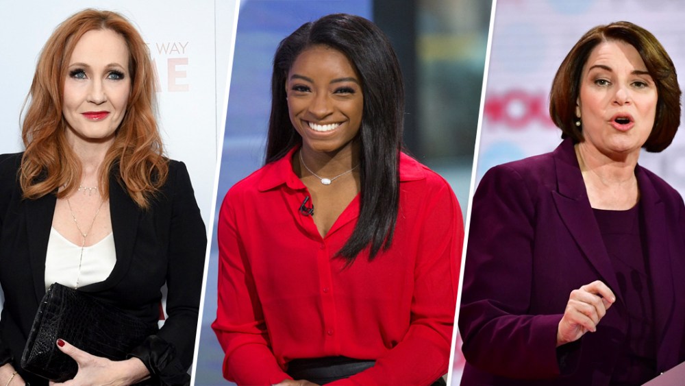 JK Rowling, Simone Biles, and Amy Klobuchar.
