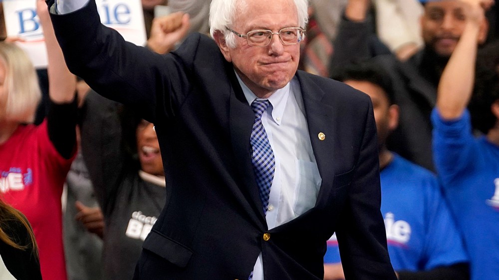 Image: Democratic U.S. presidential candidate Senator Bernie Sanders arrives at his New Hampshire primary night rally in Manchester, N.H., U.S.
