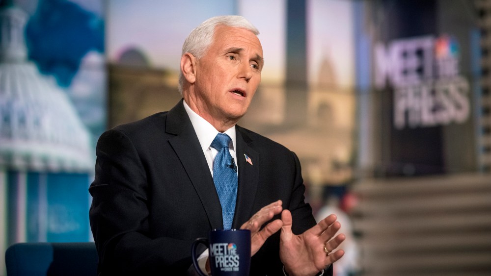 Image: Vice President Mike Pence appears in a pre-taped interview on "Meet the Press" on Feb. 29, 2020.