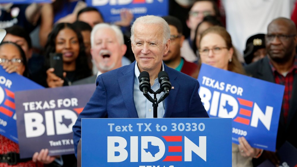 Image: Democratic presidential candidate former Vice President Joe Biden speaks during a campaign rally Monday, March 2, 2020, at Texas Southern University in Houston.