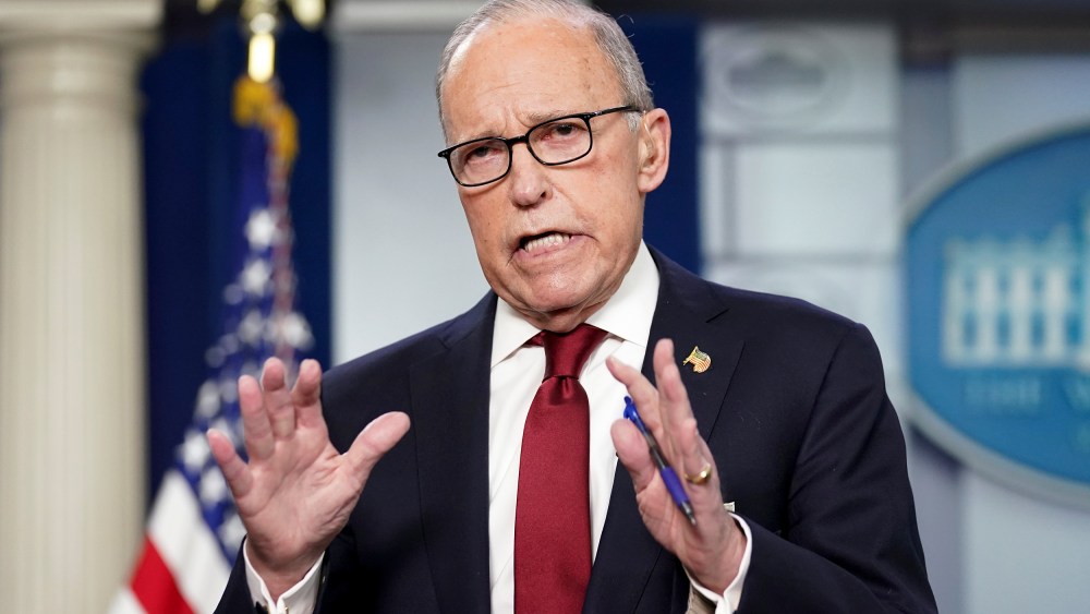 Image: White House economic adviser Larry Kudlow speaks about coronavirus the White House in Washington