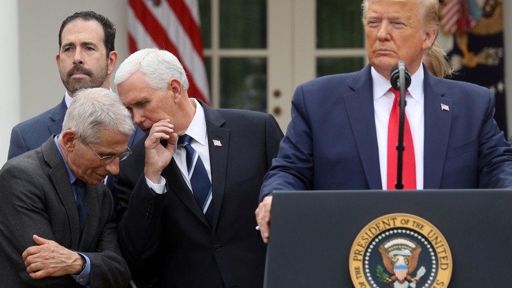 Image: President Trump declares coronavirus pandemic a national emergency during news conference at the White House in Washington