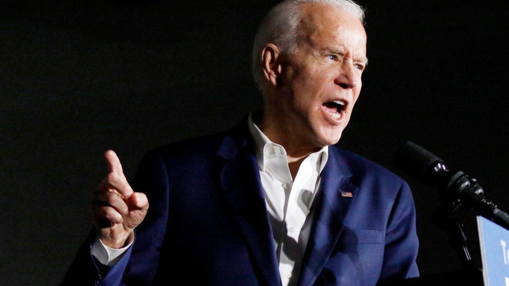 Image: Joe Biden speaks at Tougaloo College in Miss., on March 8, 2020.