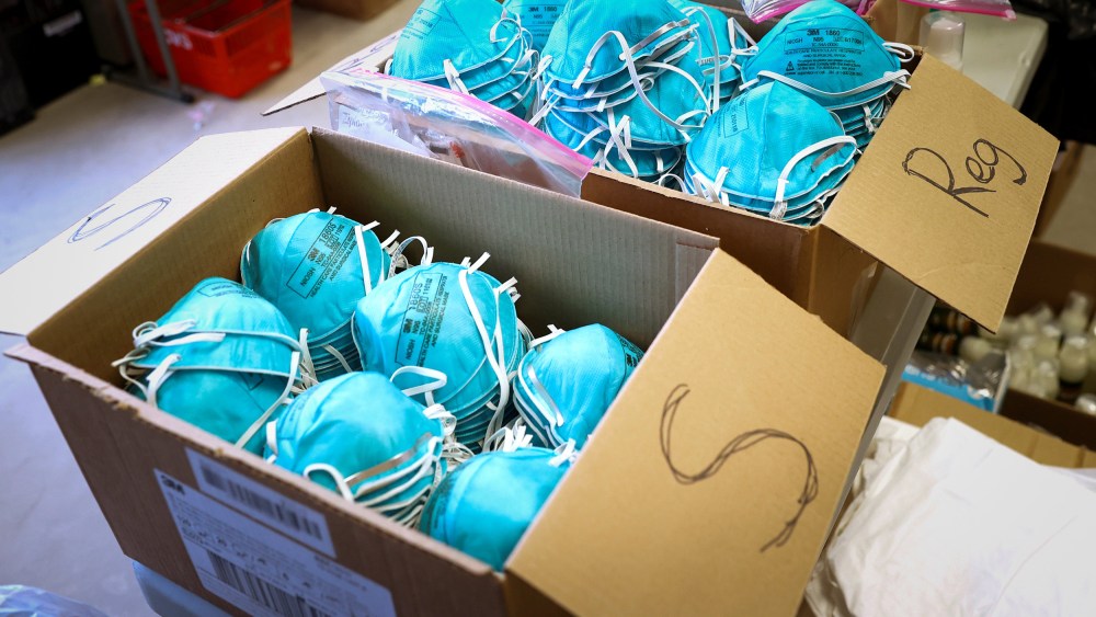 Image: Boxes of N95 protective masks for use by medical field personnel are seen at a New York State emergency operations incident command center during the coronavirus outbreak in New Rochelle