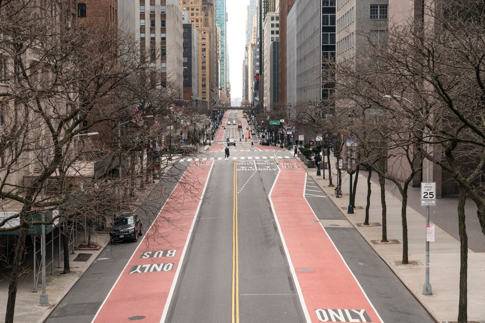 Image: Nearly empty of cars and pedestrians at 42nd street in