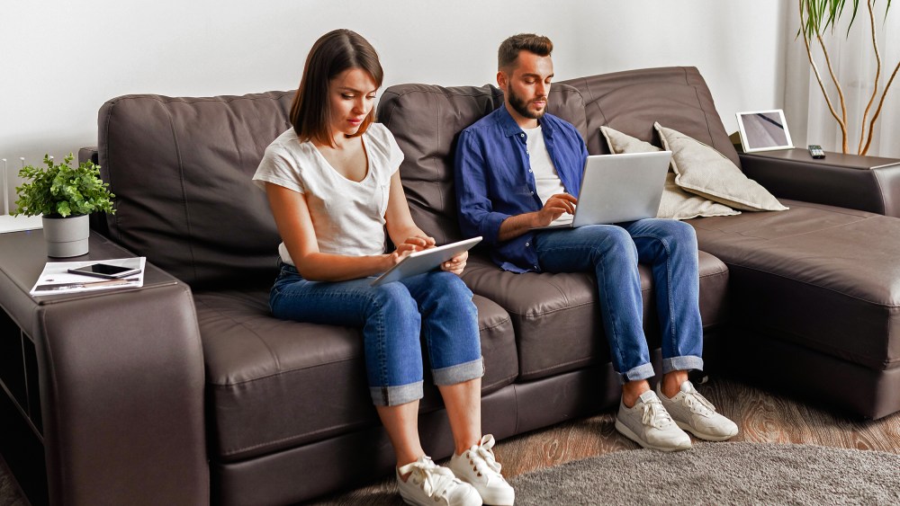 Image: Couple working at home