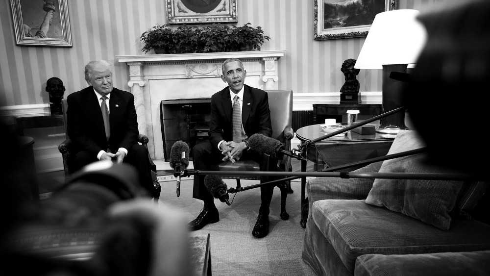 Image: President Barack Obama meets with President-elect Donald Trump at the Oval Office on Nov. 10, 2016.
