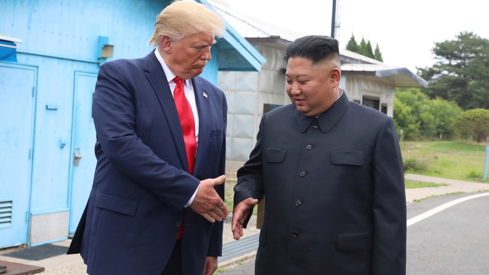 Image: North Korean leader Kim Jong Un and President Donald Trump inside the demilitarized zone (DMZ) separating the South and North Korea on June 30, 2019 in Panmunjom, South Korea.