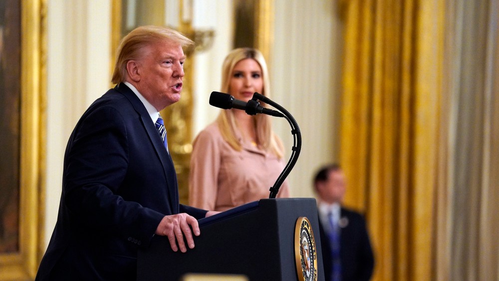 Image: President Donald Trump speaks during an event about the Paycheck Protection Program used to support small businesses during the coronavirus outbreak, in the East Room of the White House