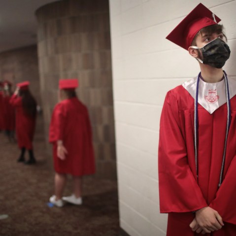 Image: Illinois High School Holds Socially Distanced Graduation During Coronavirus Pandemic