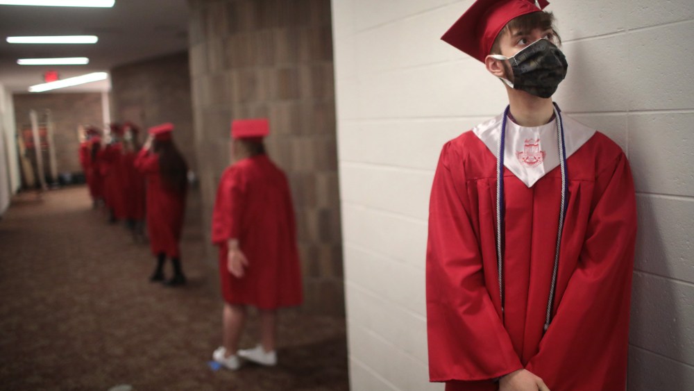 Image: Illinois High School Holds Socially Distanced Graduation During Coronavirus Pandemic
