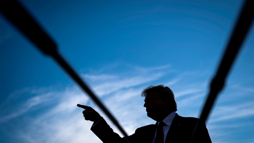 Image: President Donald Trump speaks to reporters on the South Lawn of the White House on Oct. 10, 2019.