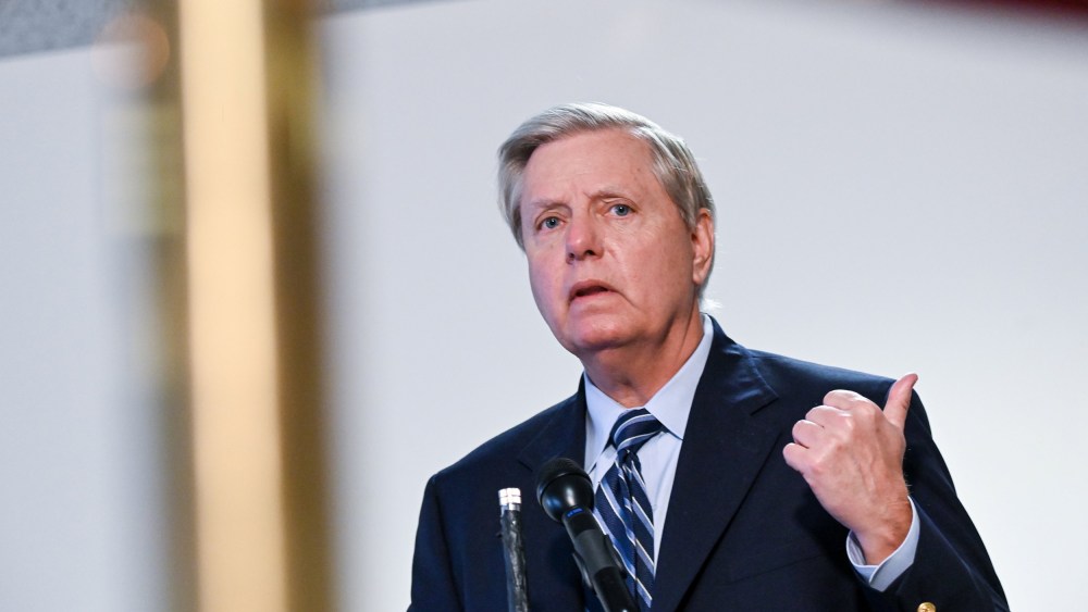 Image: Lindsey Graham speaks to reporters after a luncheon on Capitol Hill in Washington