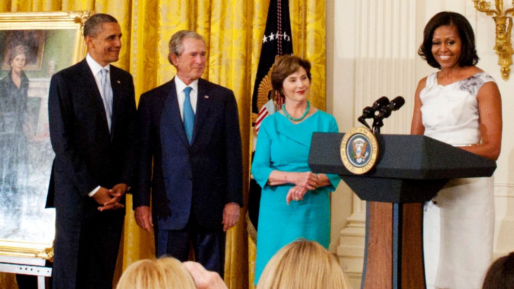 George W. Bush And Laura Bush White House Portrait Unveiling
