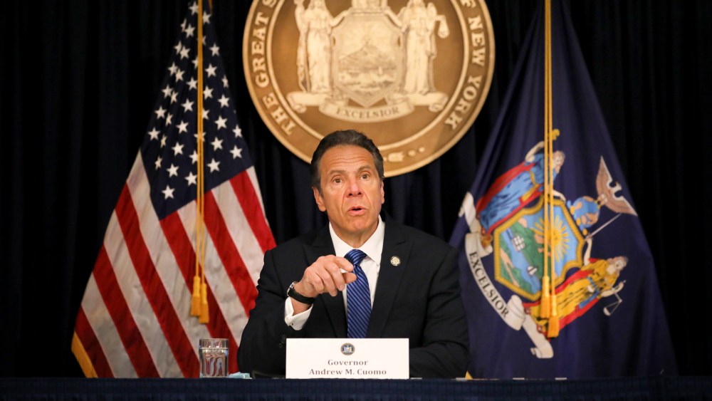 Image: New York Governor Andrew Cuomo at a press conference in New York City on May 21, 2020.