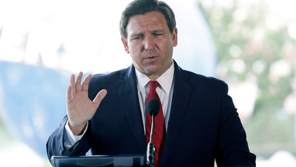 Image: Florida Gov. Ron DeSantis speaks at a news conference at Universal Studios Wednesday, June 3, 2020, in Orlando, Fla.